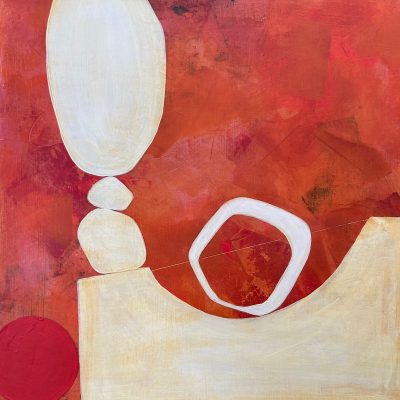 Original abstract painting orange red