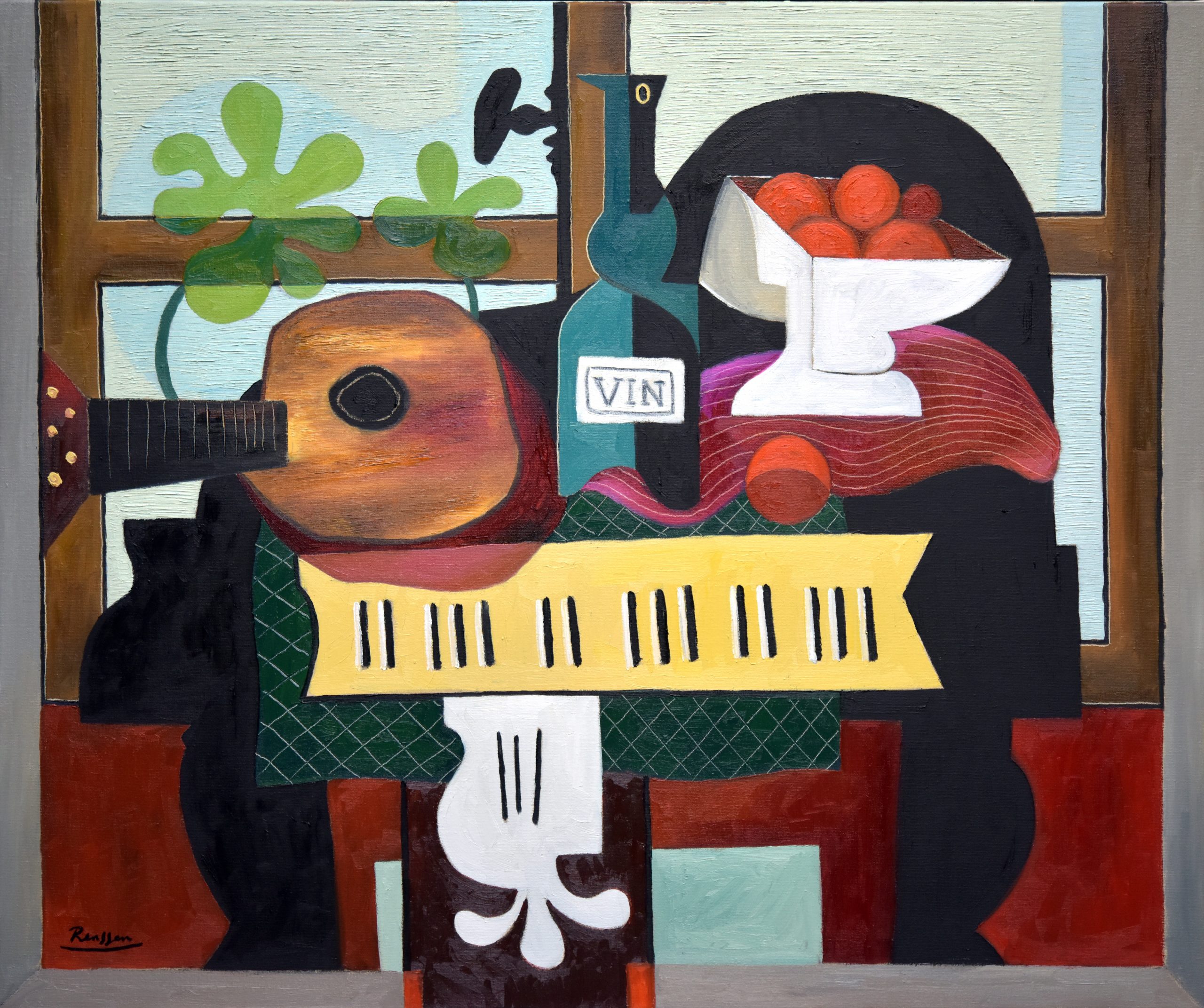 Guitar, Bottle And Oranges On A Piano | Edition Of 10