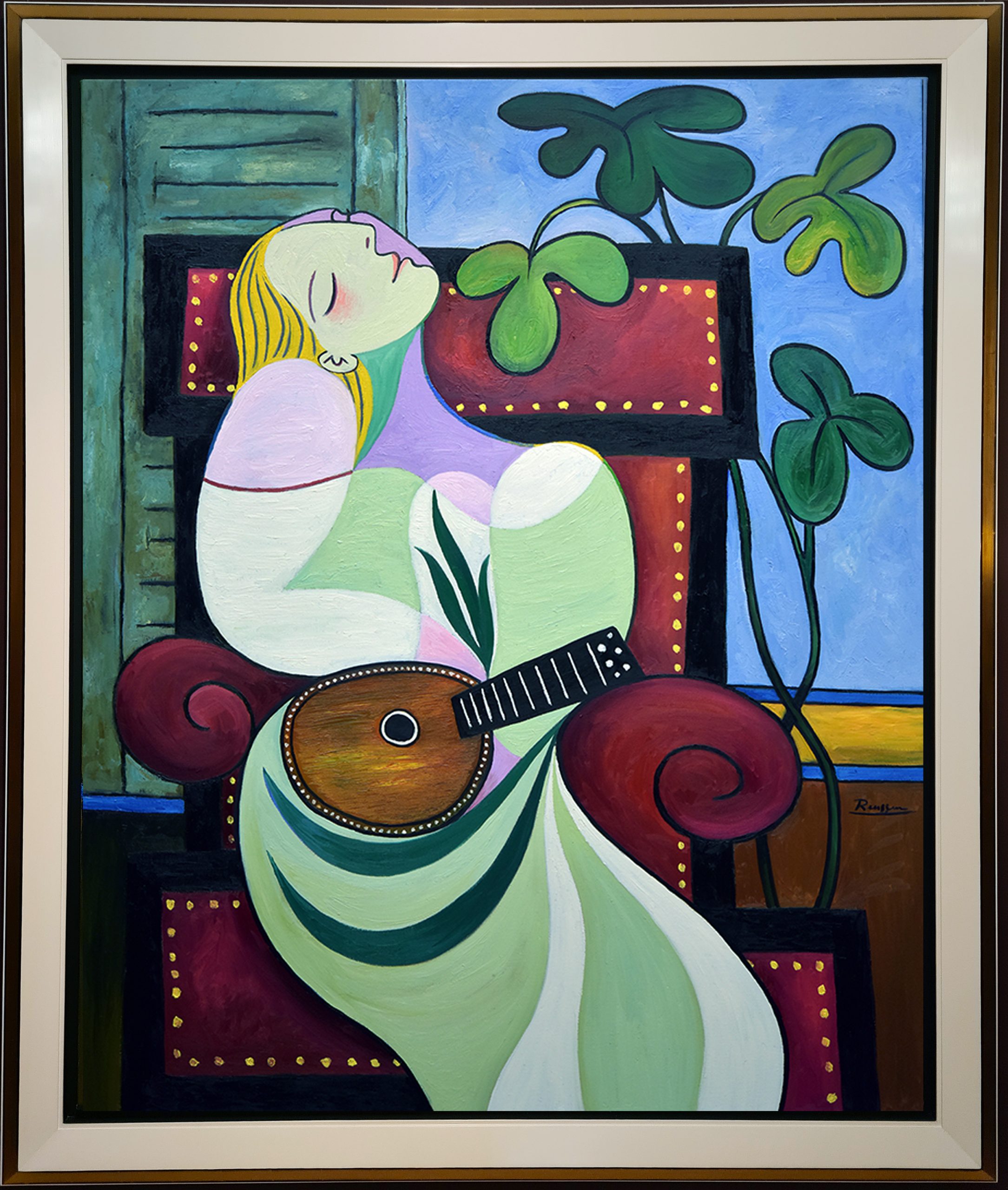 Dreaming Woman With Mandolin
