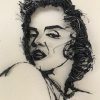 Stainless teal wire Portrait sculpture