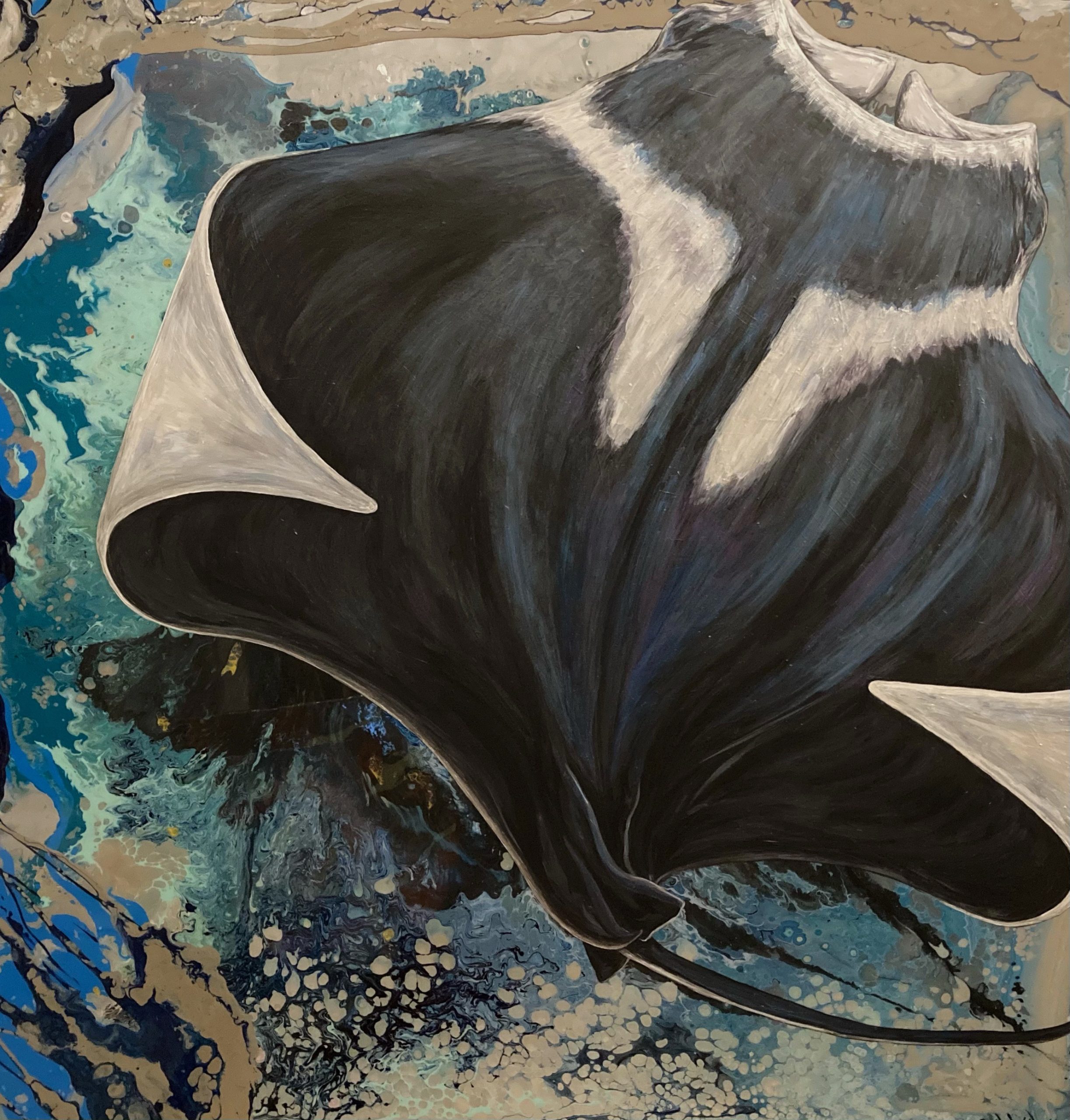 Into the Deep Blue Manta Ray