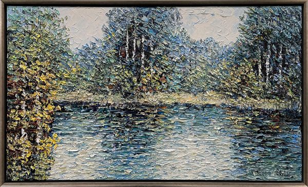 Serenity II by Konstantin Savchenko. Savchenko creates largescale cityscapes and landscapes with 100% pigmented oil. Each original painting is filled with thick texture and rich color.