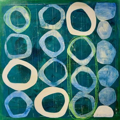 Original abstract painting blue green