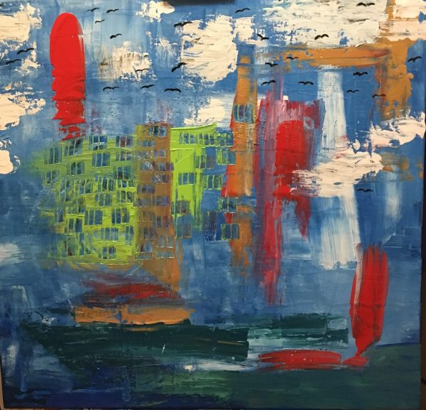 boat and windsurfer at the marina - Lara Martine Lenhoff